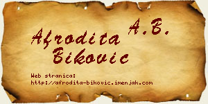 Afrodita Biković vizit kartica
